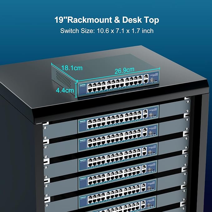 24 Port Gigabit PoE Switch Unmanaged, YuanLey 27-Port Gigabit PoE - Image 6