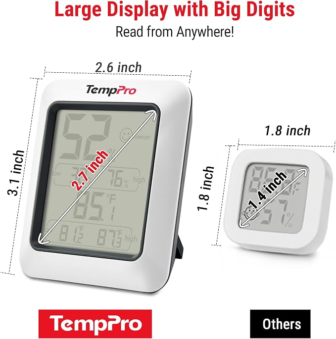 TempPro TP50 Digital Hygrometer Indoor Thermometer Room Thermometer and - Image 4