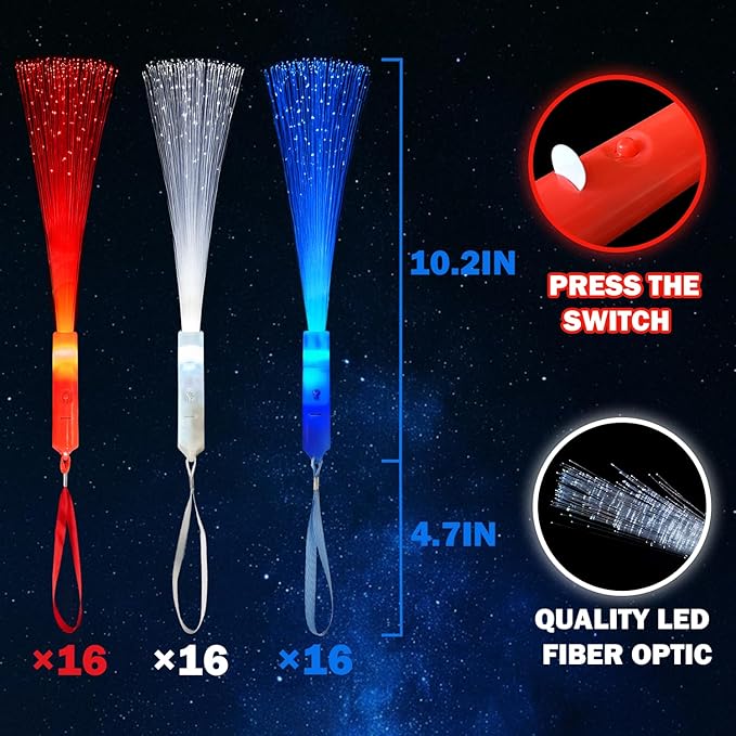 Patriotic Red White Blue Glow Sticks Party Favors Supplies - Image 3