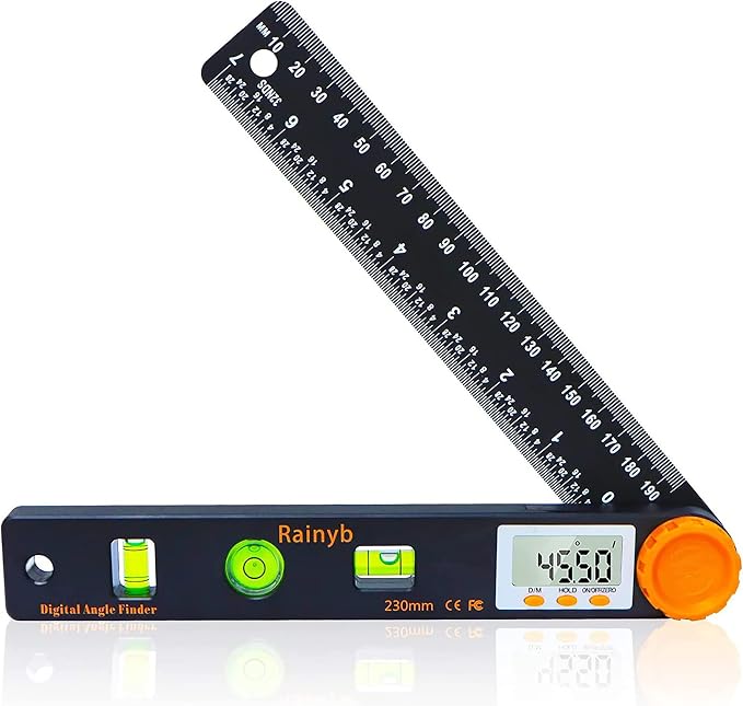 Rainyb Digital Angle Finder Tool 7inch 0-360 degree LED Digital Protractor by Rainyb