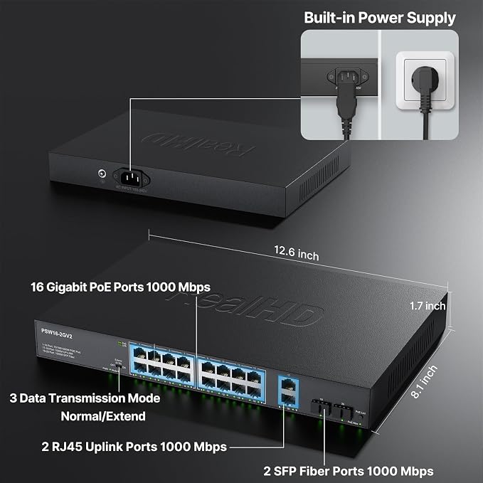 16 Port Full Gigabit PoE Switch - Image 2