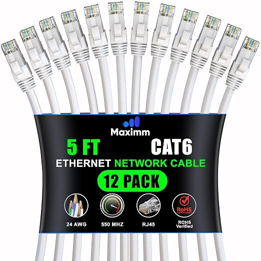 Maximm Cat 6 Ethernet Cable 5 Ft, Cat6 Cable, LAN Cable, Internet Cable by MaximmCable