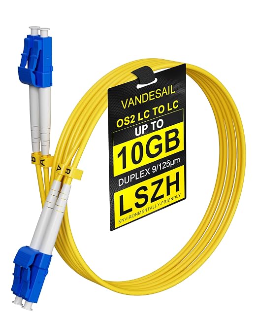 OS2 Fiber Optical Patch Cable LC-LC, 1G/10GB Single-Mode LC to LC Fiber Patch by VANDESAIL