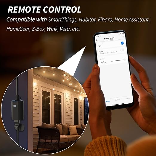 Minoston Z-Wave Plug 800 Outdoor Dimmer Zwave Dimmable Smart Plugs Outlet Switch - Image 4