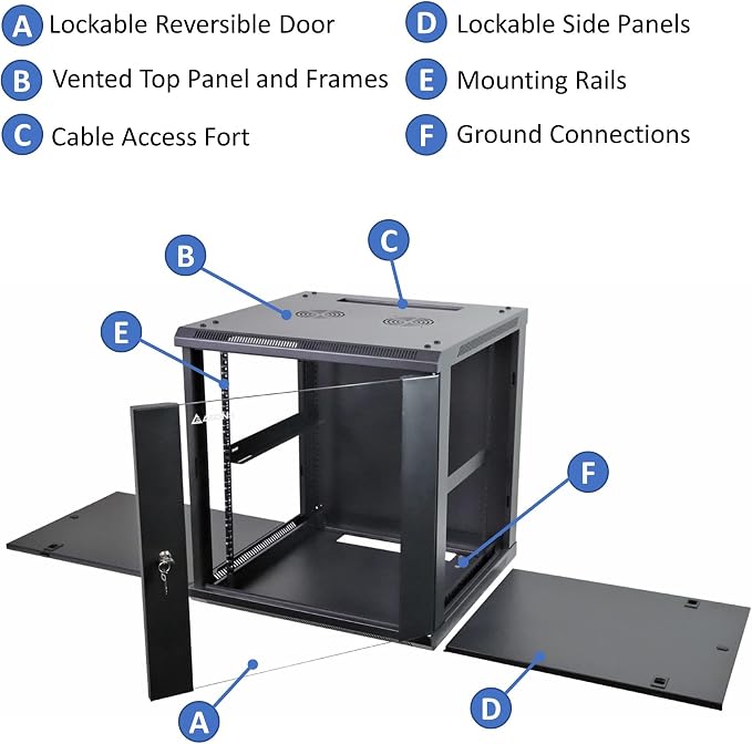 AEONS 12U Professional Wall Mount Network Server Cabinet Enclosure 19-Inch - Image 7