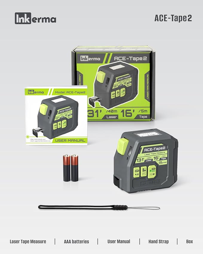 Laser Tape Measure 2-in-1, Inkerma 130Ft Laser Measurement Tool & 16Ft - Image 7