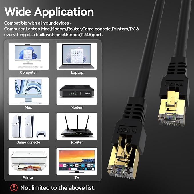 Long Ethernet Cable 300ft, Cat 7 3Ft 15Ft 25Ft 50Ft 100Ft 125Ft 150Ft 175Ft - Image 7