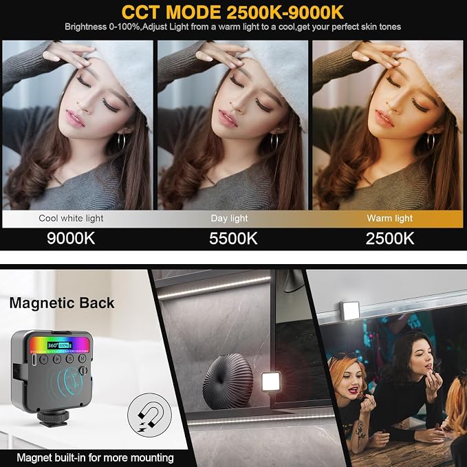 Altson Magnetic RGB Led Video Light LED Camera Light 360° Full Color Portable - Image 5