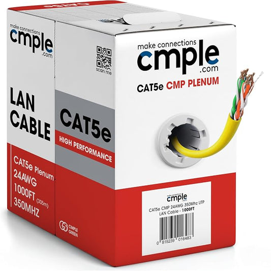 Cmple - Cat5e Plenum Cable 1000ft, 350MHz Gigabit Ethernet Solid Network by Cmple