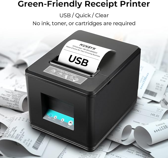 MUNBYN 80mm USB Thermal Receipt Printer, POS Printer - Image 3