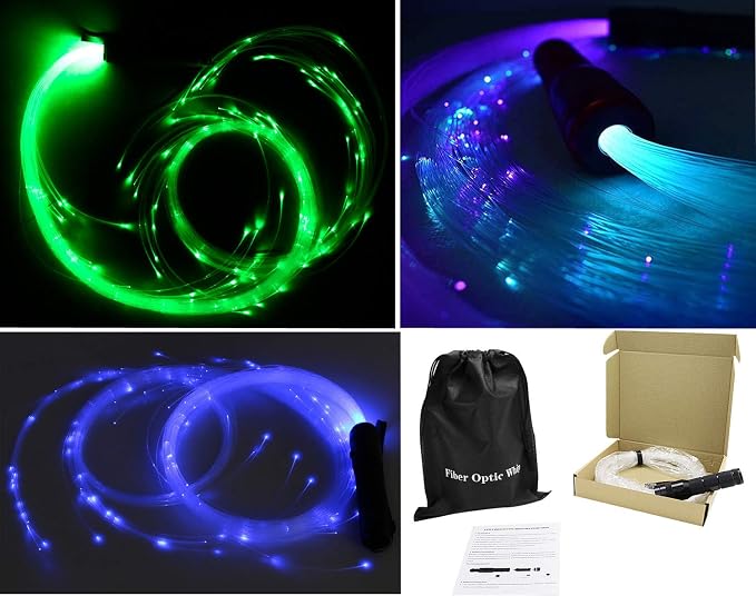 AZIMOM LED Fiber Optic Dance Whip Space Whip 6ft 360° Swivel 40Display Battery - Image 6