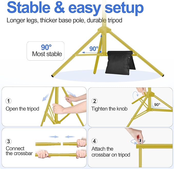 EMART Backdrop Stand 10x8.5ft Photo Studio Adjustable Background Stand Support - Image 5