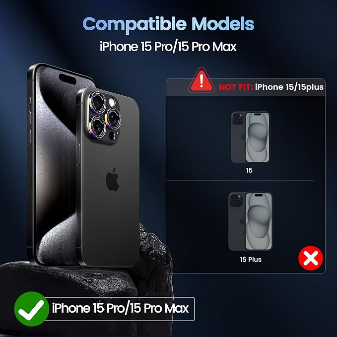 CACOE Camera Lens Protector for iPhone 15 Pro/15 Pro Max - Image 7