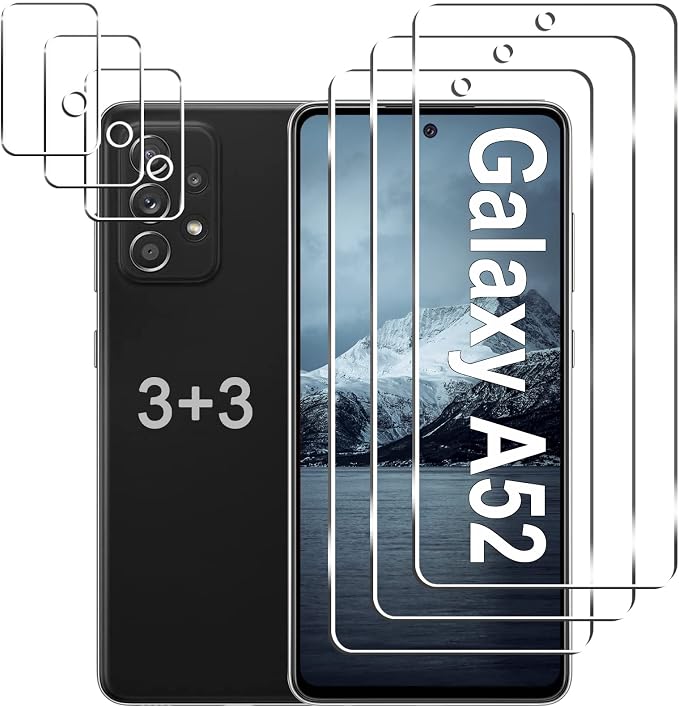 Galaxy A52 5G Screen Protector + Camera Lens Protector, 9H Tempered Glass Film by LXXMSXH