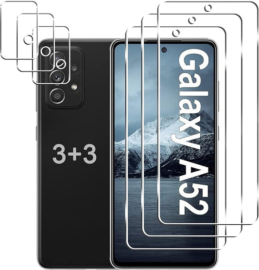 Galaxy A52 5G Screen Protector + Camera Lens Protector, 9H Tempered Glass Film by LXXMSXH
