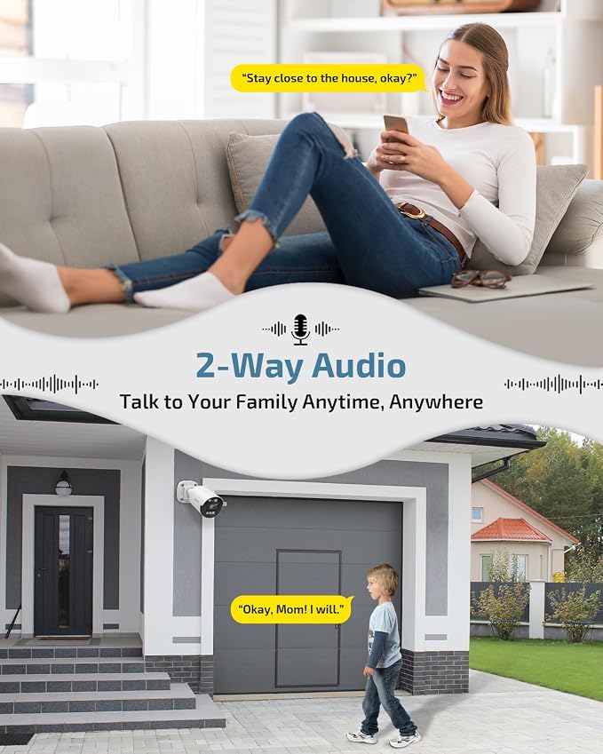 Two-Way Audio PoE Security Camera System Outdoor, 5MP Wired Cameras - Image 3