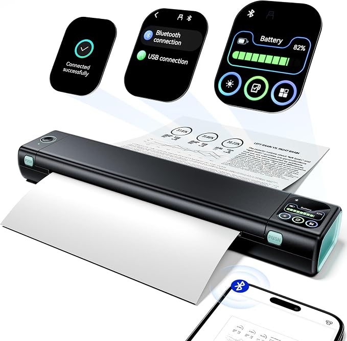 Phomemo Portable Printer with Touchscreen, Upgraded M08D Bluetooth Wireless by Phomemo