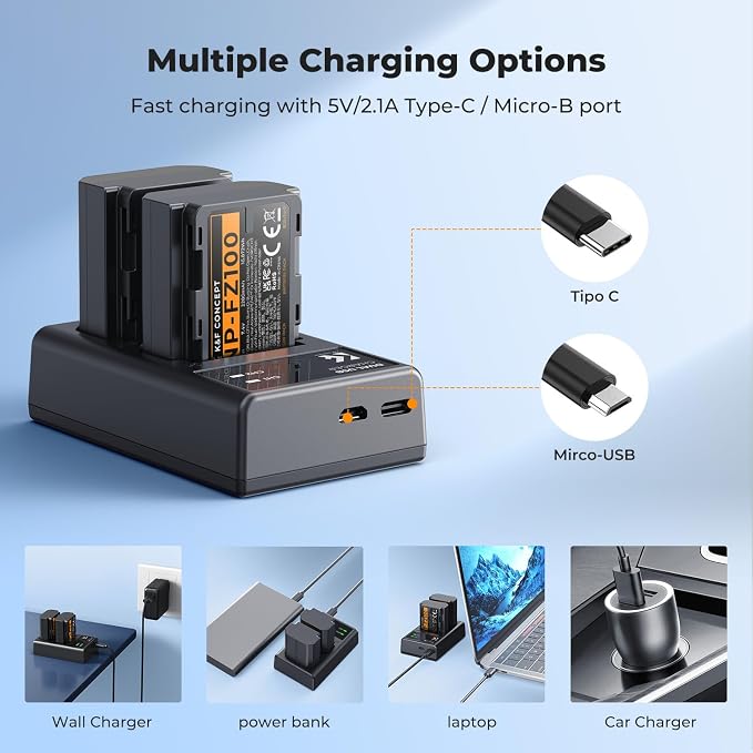 K&F CONCEPT NP-FZ100 2280mAH Battery and Dual Slot Charger Set - Image 5