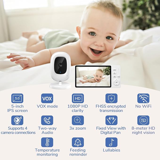 2026 1080P No WiFi Video Baby Monitor - Image 2