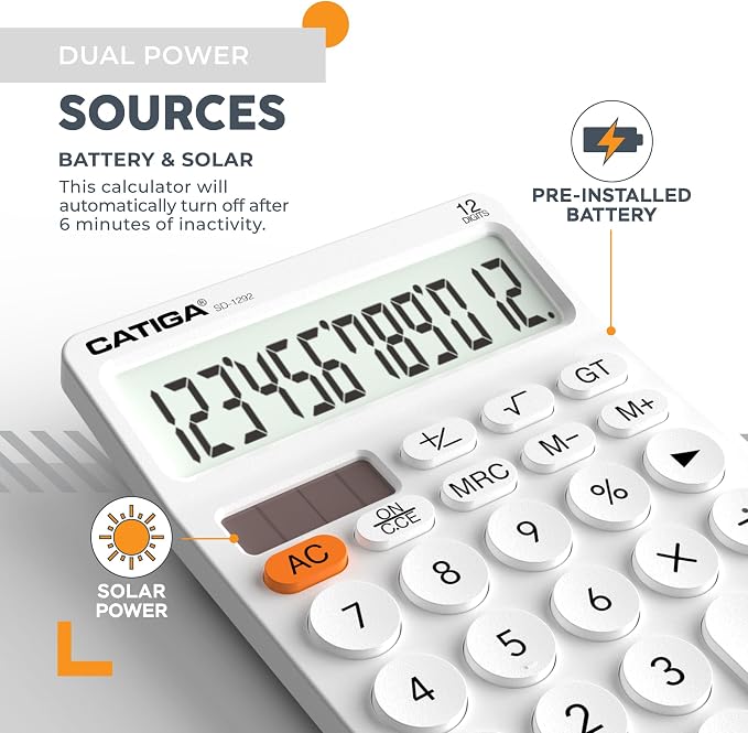 CATIGA 12 Digit Desktop Calculator Basic Desk Calculator - Image 4