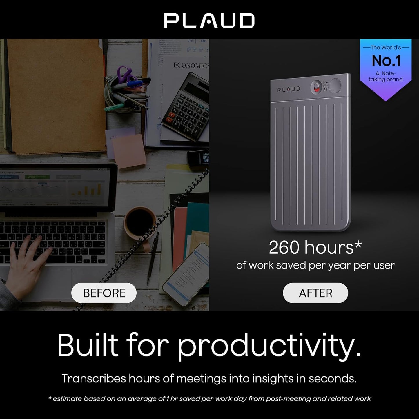 Plaud Note AI Voice Recorder, Voice Recorder w/Case, App Control, Transcribe & Summarize with AI Technology, Support 112 Languages, 64GB Memory, Audio Recorder for Lectures, Meetings, Calls, Black