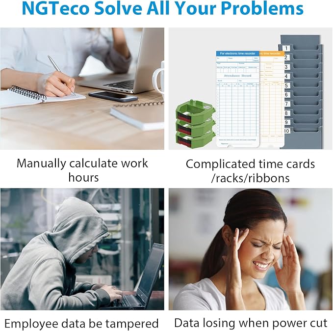 NGTeco APP-Based Time Clock, Fingerprint & PIN Time Clocks - Image 9
