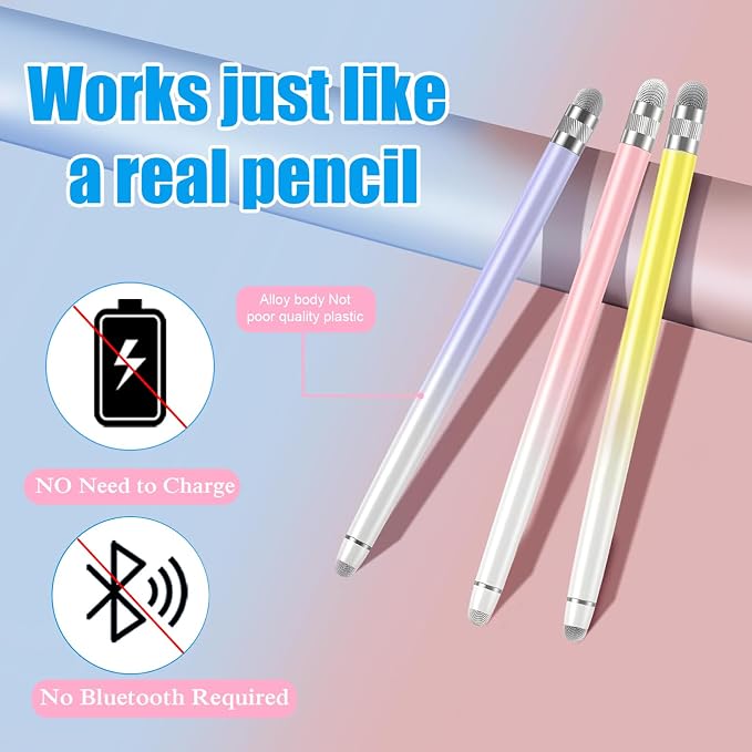 Bopomofo 3PCS Stylus Pen for Touchscreen, Stylus Pen for iPhone/iPad/Tablet - Image 2