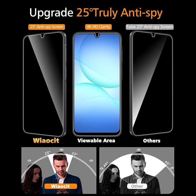 Wiaocit 3 Pack Tempered Glass Privacy Screen Protector - Image 2