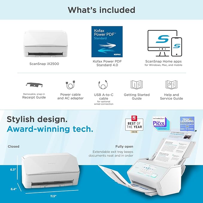 ScanSnap iX2500 Wireless or USB High-Speed Cloud Enabled Document, Photo & - Image 7