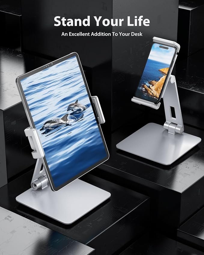 Maxonar Tablet Stand for Desk, 360° Adjustable Aluminum Alloy Swivel iPad - Image 2