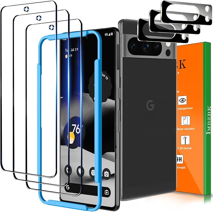 IMBZBK 3 Pack Screen Protector for Google Pixel 8 Pro Tempered Glass by IMBZBK