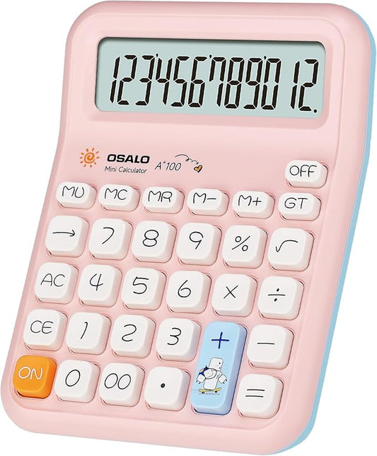 Pendancy Pink Calculator for Kids, Cute Small Calculators Desktop 12 Digit by Pendancy