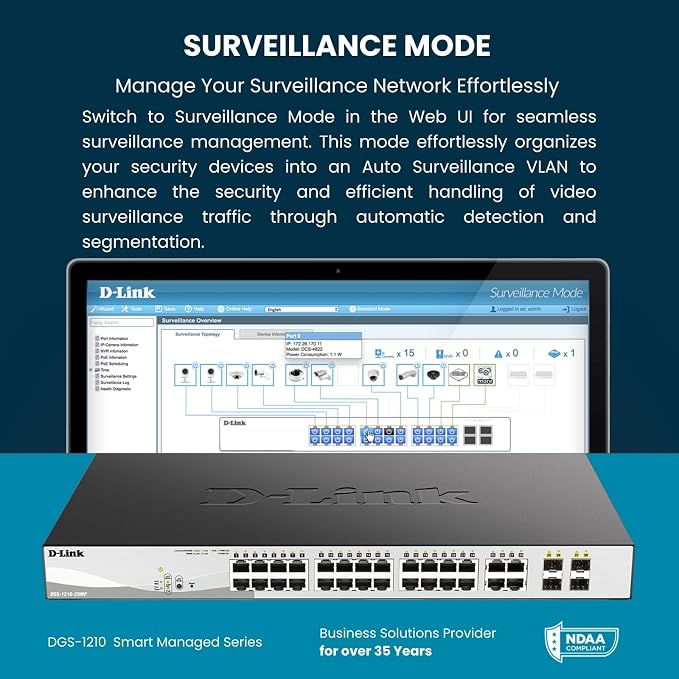 D-Link 10-Port Gigabit Smart Managed Switch | 8 GbE + 2 SFP Ports | L2+ | VLANs - Image 6
