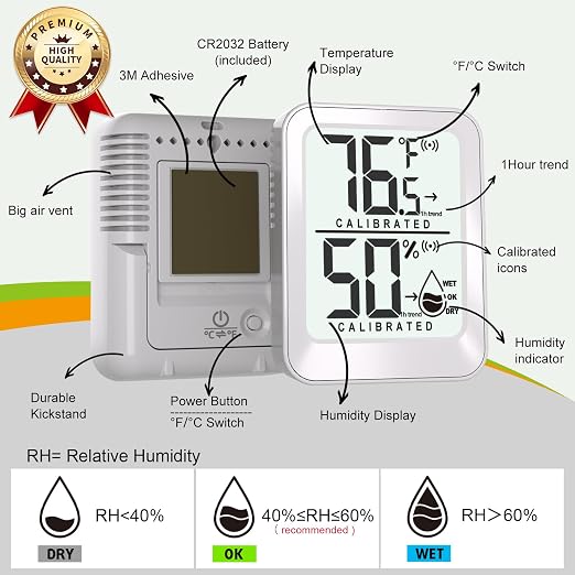3 Pack Room Thermometer Indoor Hygrometer Digital Mini Humidity Meter Gauge - Image 7