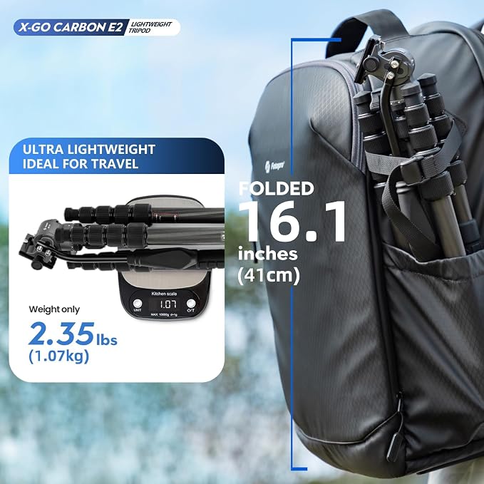 Fotopro 59" Carbon Fiber Travel Tripod - Image 2