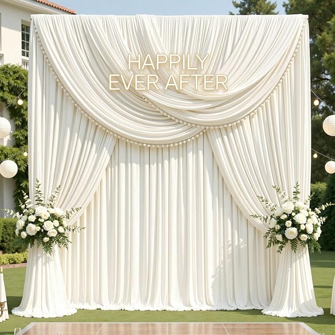 30ftx12ft Wrinkle Free Ivory Backdrop Curtains - Image 2