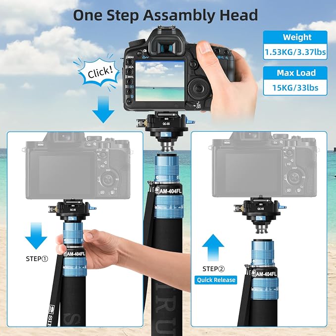 SIRUI 75.8" Monopod with Feet, Professional Aluminum Travel Monopod - Image 2