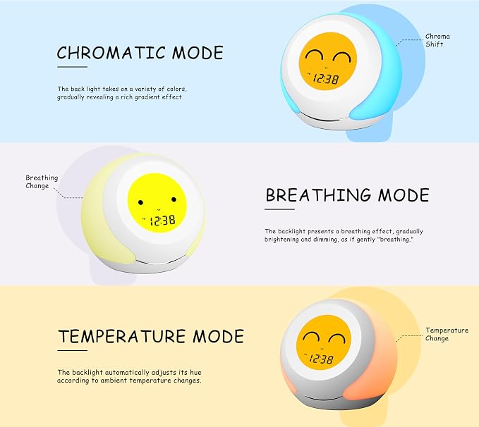 Kids Room Thermometer, Hygrometer and Cute Facial Expressions, Colorful Light - Image 4