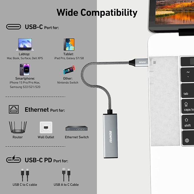 BENFEI USB-C to Ethernet Gigabit Adapter - Image 6