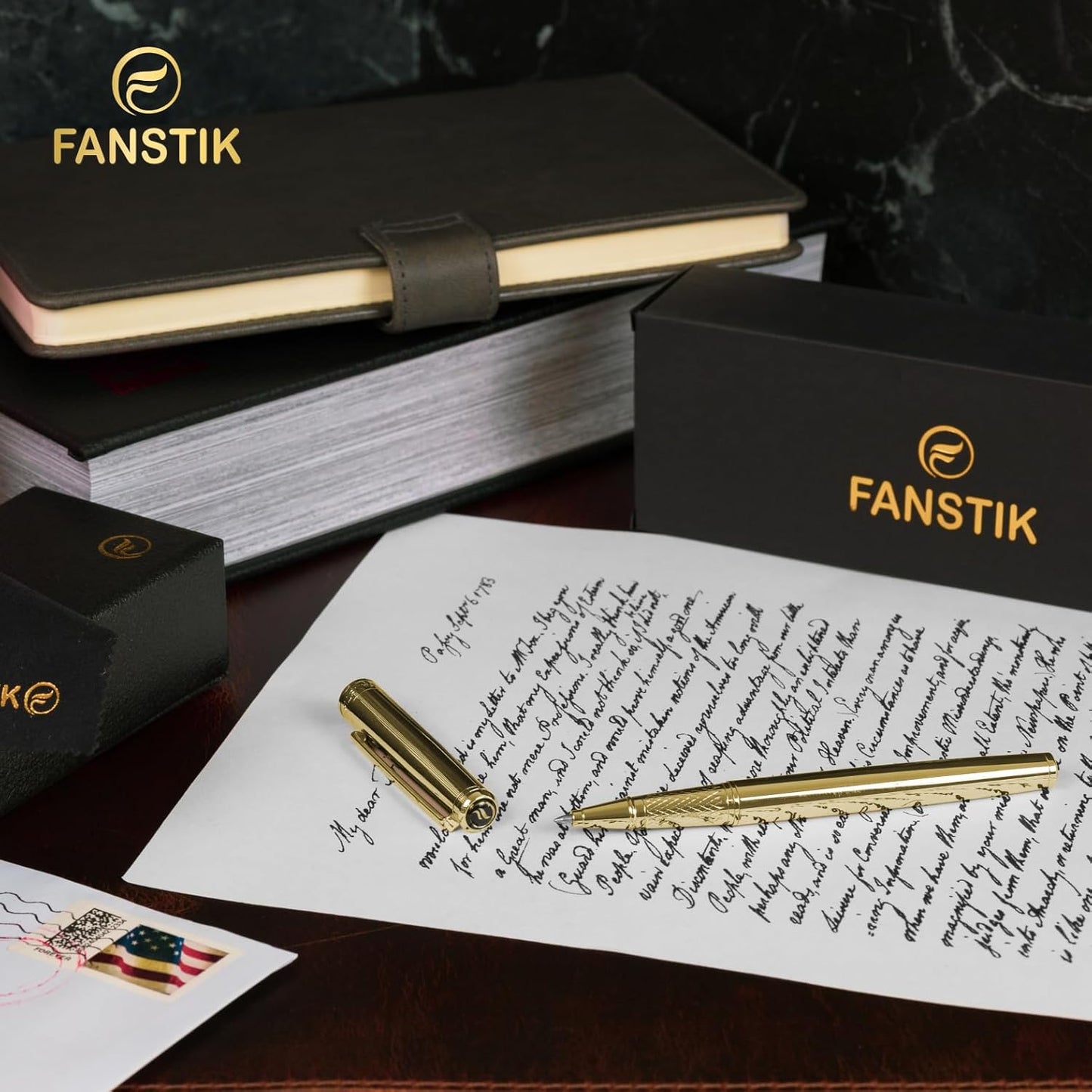 Customized Gold Luxury Rollerball pen (Made In USA) fancy gift set for women, Real 24K Gold Plating, Professional executive pen gift set for men (Lux Custom-Rollerball Gld)