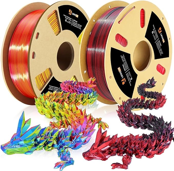 LOVOON Silk PLA 3D Printer Filament Bundle 2 KG, PLA Filament 1.75mm, Shiny by LOVOON