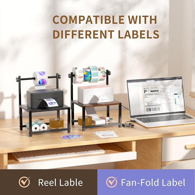 Label Holder for Rolls and Fan-Fold Labels, Sturdy Thermal Sticker Holder for - Image 2