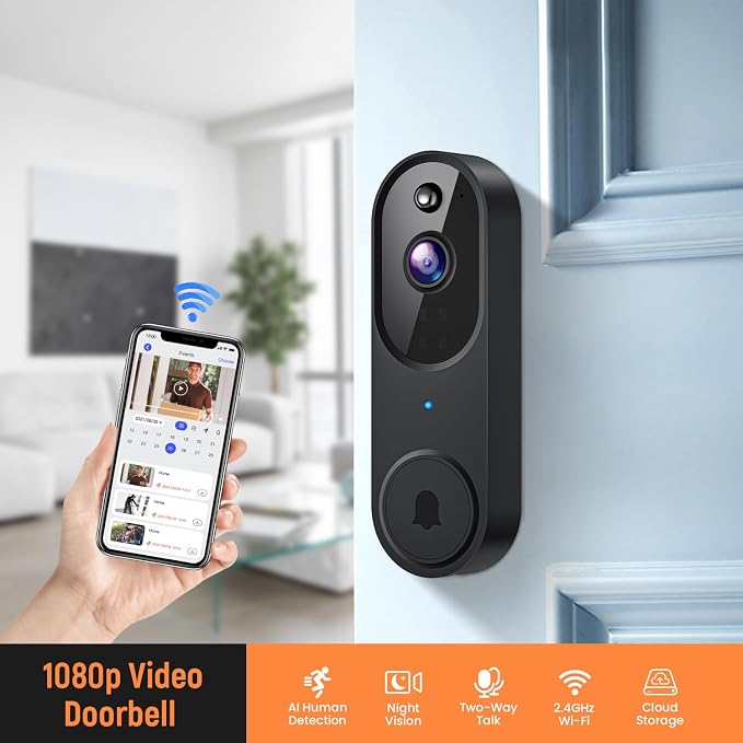 GridTera Smart Video Doorbell Camera Wireless, AI Human Detection and Instant - Image 2