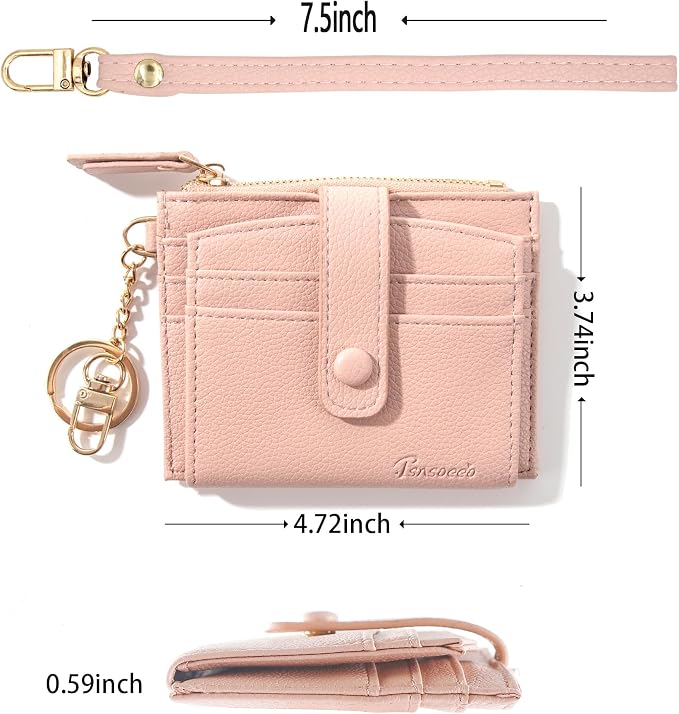 Keychain Wallet Wristlet Small Credit Card Holder Bracelet Key Chain Purse - Image 2