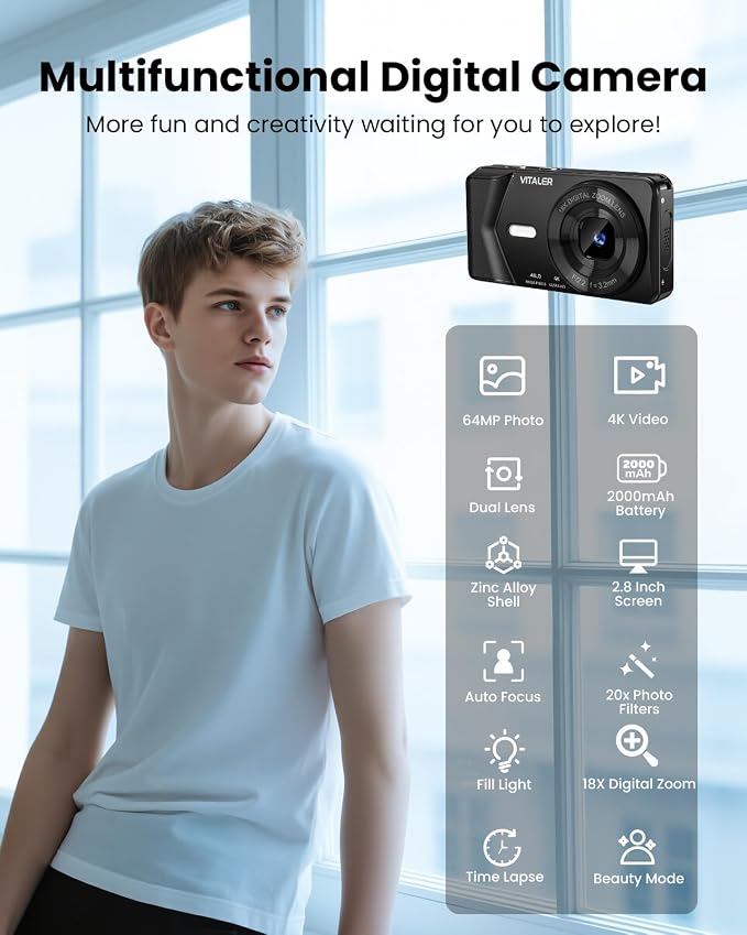 Digital Camera, Autofocus 48MP 4K Camera - Image 3