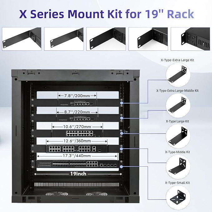 Rack Mount Kit for 8.7 inch Switches, Adjustable Rack Ears for Netgear - Image 3