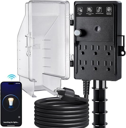 SURAIELEC Zigbee Outdoor Power Stake Timer Waterproof, 6 Outlet Power Strip by SURAIELEC