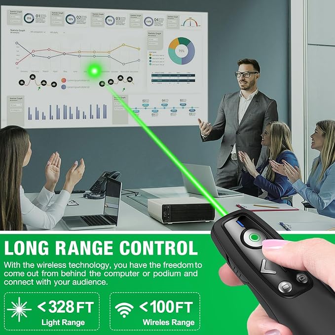 2-in-1 USB Type C Presentation Clicker Wireless Presenter Remote - Image 5