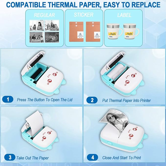 Portable Printer, Mini Pocket Wireless Bluetooth Thermal Printers - Image 5