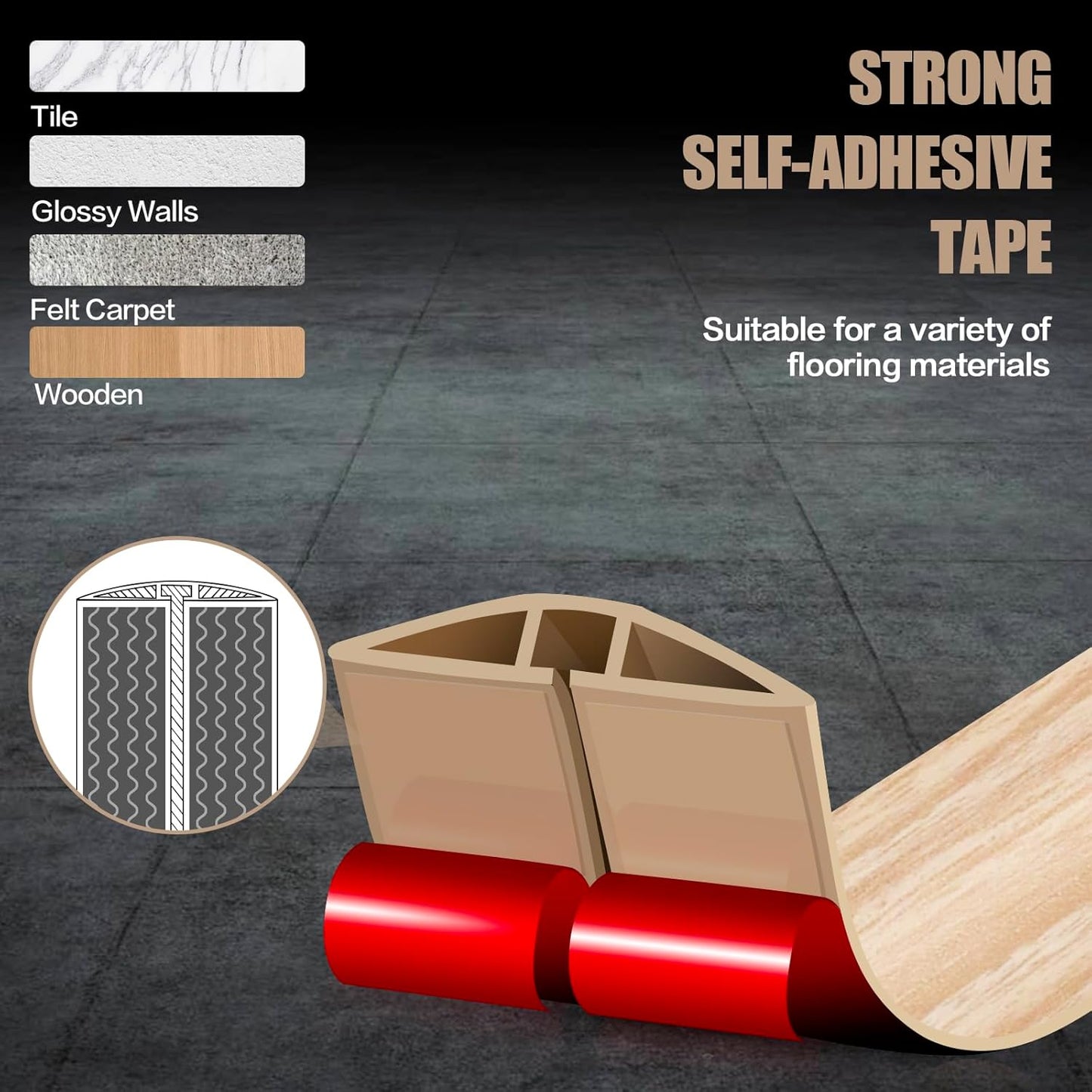 Floor Cord Cover Self Adhesive Cord Hider,3.3FT Cable Management, Extension Strip Protector for Wires, Prevent Cable Trips for Offices, Gyms, Exhibitions Cavity:0.39"(W) x0.27(H) WoodLightyellow